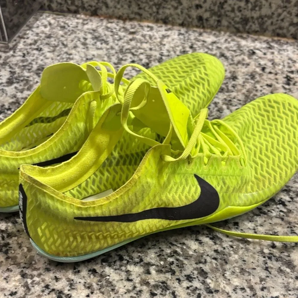 Nike Neon Yellow Racing Track Spikes with Black Swoosh